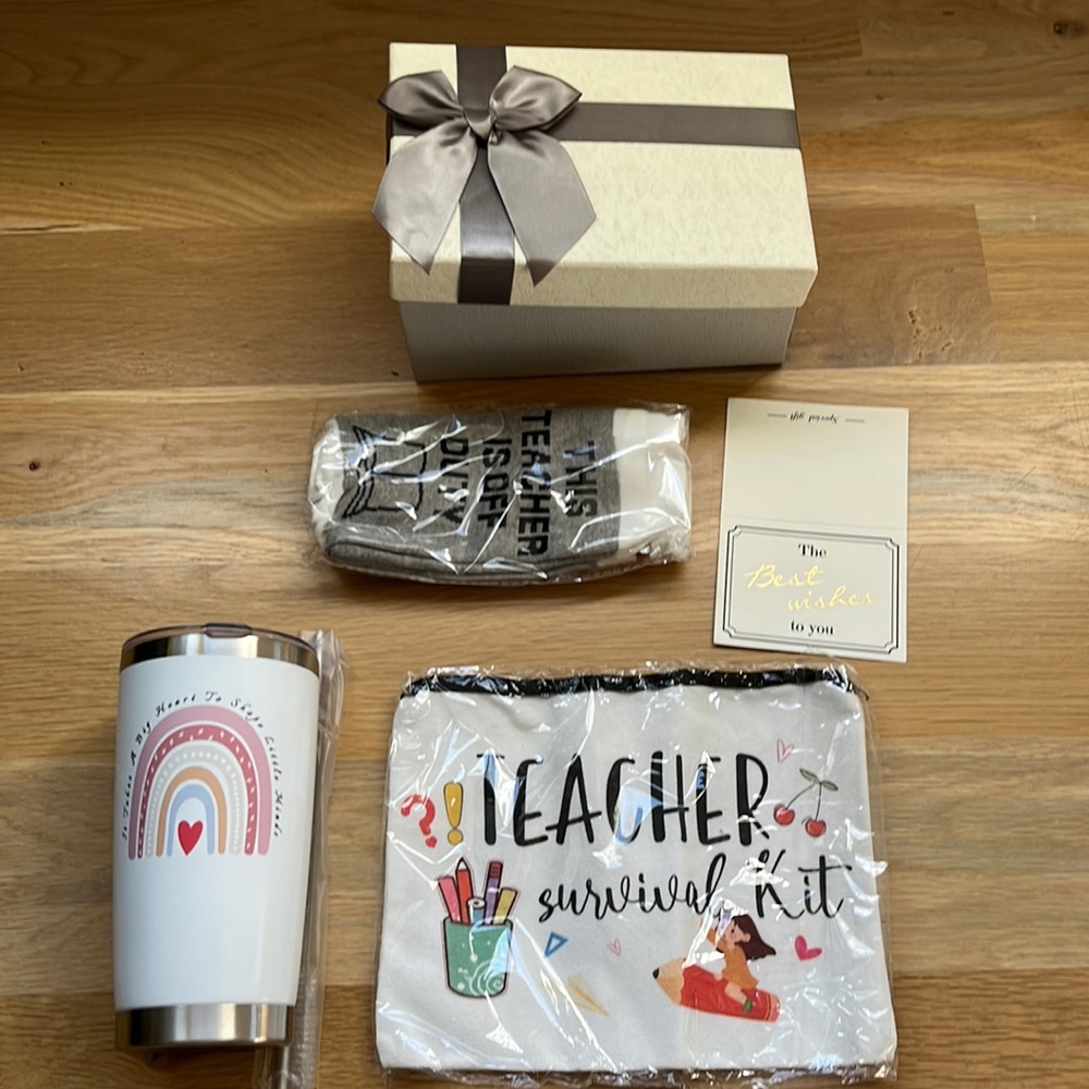 NEW teacher gift box with coffee cup and zippered pouch
